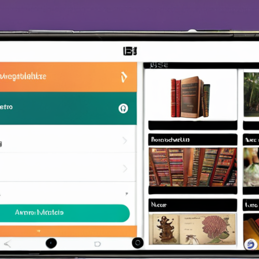 **

A visually appealing and user-friendly interface of an SRS application on a smartphone, displaying a flashcard with text and an image. The background shows a montage of diverse learning materials like books, notes, and language learning resources. Focus on conveying ease of use and accessibility for various subjects. Consider using UI elements that represent Malay culture if appropriate.

**